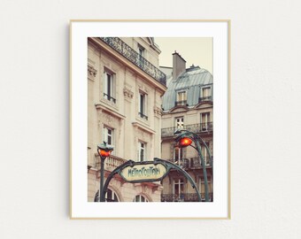 Impresión fotográfica de la señal del metro de París Art Nouveau, arte mural parisino
