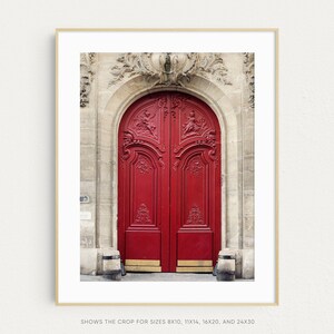 Paris Print, Red Door Photo, Paris Wall Art, Bedroom Art Print, French Wall Decor, Bedroom Wall Decor, Large Wall Art image 2