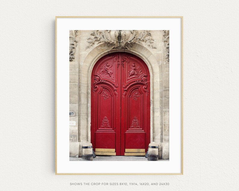 Paris Print, Red Door Photo, Paris Wall Art, Bedroom Art Print, French Wall Decor, Bedroom Wall Decor, Large Wall Art image 2