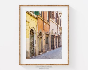 Rome Italy Art Print, Colorful Trastevere Street, Rome Print, Italian Wall Art, Travel Photography, Wall Decor