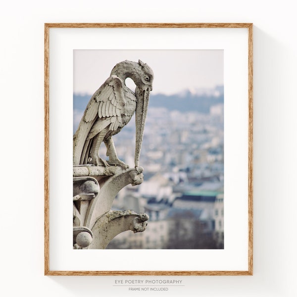 Gargoyle on Notre Dame Cathedral, Paris Photography, Paris Wall Art, Cityscape, Gothic Architecture, Travel Photography, Neutral Decor