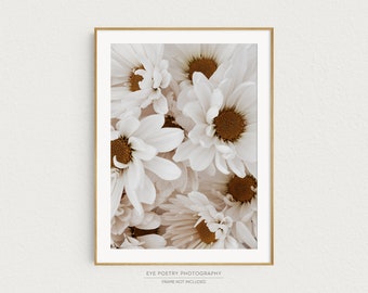 Daisy Flower Photography Print, Boho Botanical Print, White Daisies, 8x10, 11x14, 12x16, 16x20, Nature Photography, Floral Wall Art