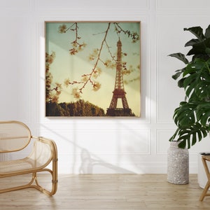 Eiffel Tower Photo, Paris France, Paris Photography, Square Wall Art Print, Spring, 8x8 12x12 16x16 Photography Print image 3