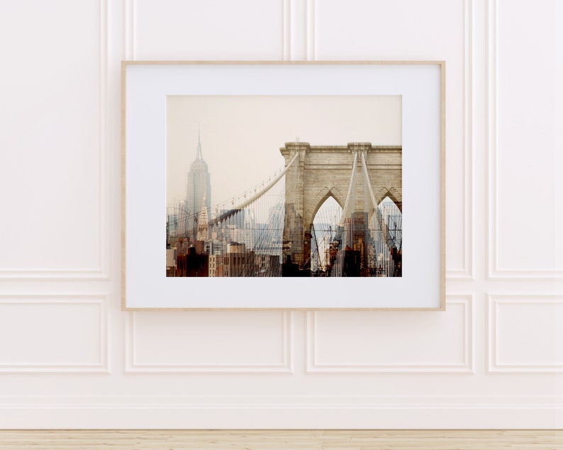 Brooklyn Bridge, New York City Photography, Modern New York Print, NYC Wall Art, Pink Wall Decor, Wanderlust, 8x10 Travel Photography Print image 6