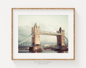 London Tower Bridge, London Photography, British Decor, Thames River, England Art Print, Travel Photography "Two Towers"