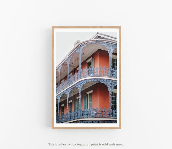 French Quarter Balconies Photo, New Orleans Print, Red Brick Building, New Orleans Art, Travel Photography Print