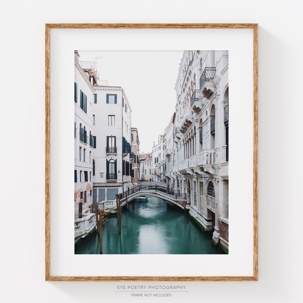 Venice Canal, Venice Italy Photography, City Art Print, Wall Art, Italian Wall Decor, Home Decor, Travel Photo, Teal, White "Venezia"