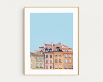 Old Town Warsaw Print, Poland Art, Travel Photography Print, Pastel Wall Art, European Architecture Print