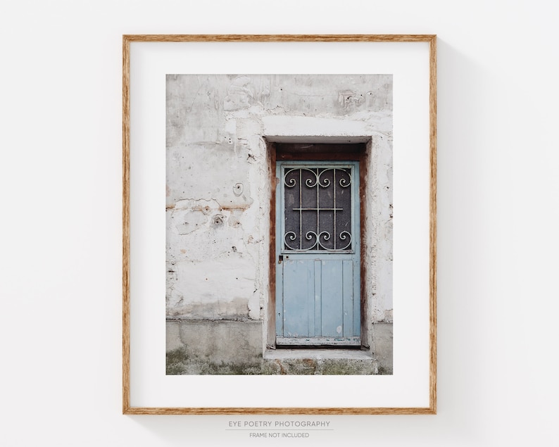 Paris France Blue Door Photo, Paris Wall Art Prints, French Wall Decor, Travel Photography image 2