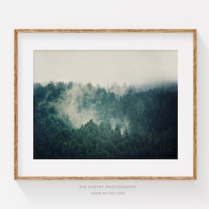 Foggy Forest Print, Landscape Photography, Nature Photography, Oregon Spring, Green, Horizontal Wall Art, Fine Art Photography Print