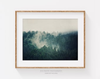 Foggy Forest Print, Landscape Photography, Nature Photography, Oregon Spring, Green, Horizontal Wall Art, Fine Art Photography Print