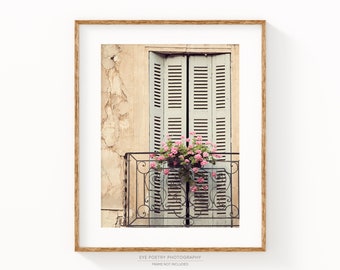 Rustic French Country Window Print, French Country Decor, Shabby Chic Wall Art, Rustic Wall Decor, Provence Photography "Window Treatment"