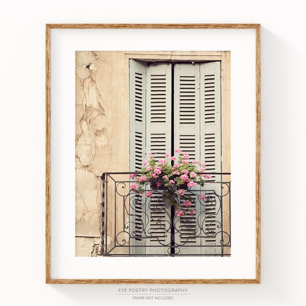 Rustic French Country Window Print, French Country Decor, Shabby Chic Wall Art, Rustic Wall Decor, Provence Photography "Window Treatment"