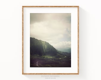 Pali Lookout in Hawaii, Mountain Art Print, Landscape Photography, Tropical Green, Nature Photography, Wall Art Print