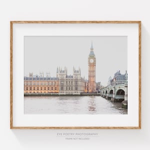 London Print, Big Ben and Westminster Palace, Minimalist Travel Photography