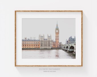 London Print, Big Ben and Westminster Palace, Minimalist Travel Photography