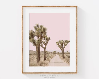 Joshua Tree Print, Blush Pink Desert Wall Art, Giclee Print, Boho Decor, California Cactus Print, Boho Wall Decor