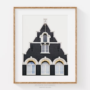 Amsterdam Print, Scandinavian Wall Art, Dutch Canal Houses Architecture, Travel Photography
