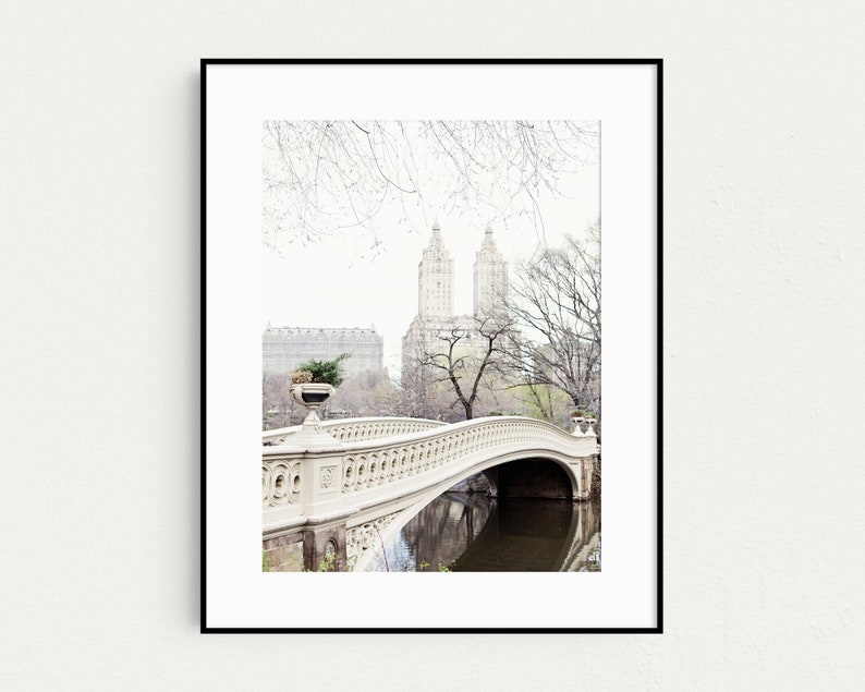 Bow Bridge in Central Park Photo, New York Print, Travel Photography, Neutral NYC Wall Art, City Art Print image 8