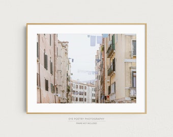 Hanging Laundry Photo, Venice Wall Art Print, Laundry Room Decor, Venice Italy Photography