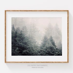Foggy Forest Print, Nordic Print, Winter Landscape Photography, Hygge Decor, Cottagecore Woodland Nature Photography