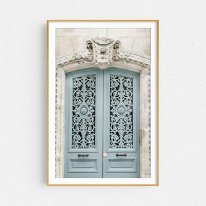 Paris Print, Pale Blue Door Photograph, Paris Wall Art, Prints, Printed Art, Travel Photography Print