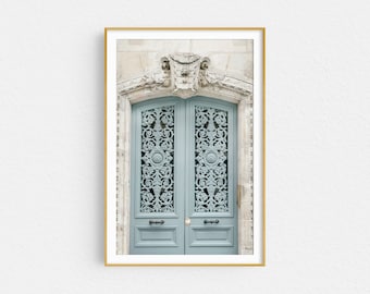 Paris Print, Pale Blue Door Photograph, Paris Wall Art, Prints, Printed Art, Travel Photography Print