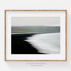 Modern Abstract Art Print, Large Wall Art, Scandinavian Print, Iceland Black Beach, Minimalist Art, Nordic Landscape Photography Flux image 1