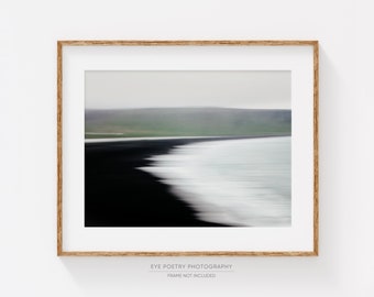 Modern Abstract Art Print, Large Wall Art, Scandinavian Print, Iceland Black Beach, Minimalist Art, Nordic Landscape Photography "Flux"