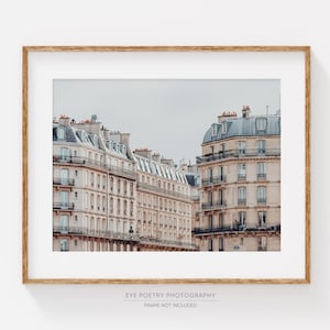 Paris Wall Art Print, Parisian Architecture in Muted Neutrals, Large Art, France Travel Photography