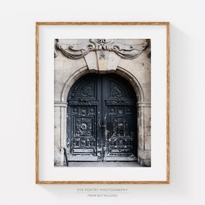 Paris Print, Elegant Black Door Photography Print, Chic Paris Wall Art, Prints, Travel Bedroom Decor