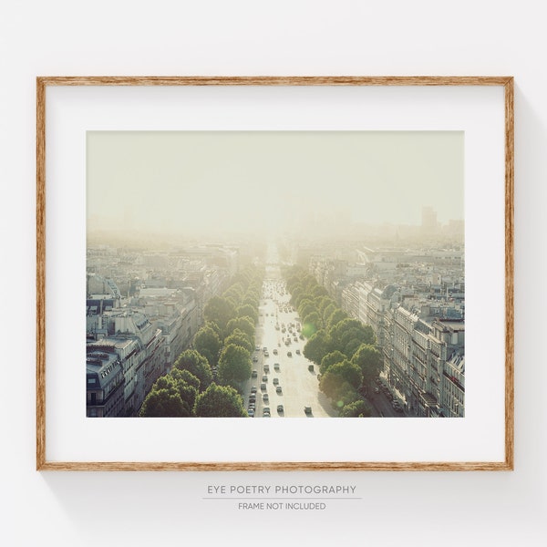 Paris Art, Fine Art Print, Paris Photography, Summer Paris Sunset, Horizontal, Wall Art Prints, Yellow, Paris Skyline