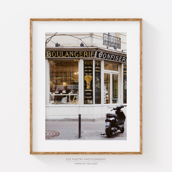 Montmartre Paris Bakery Photograph, Kitchen Wall Decor, Paris Decor, Neutral Wall Decor, French Kitchen Print, 8x10 Travel Photo