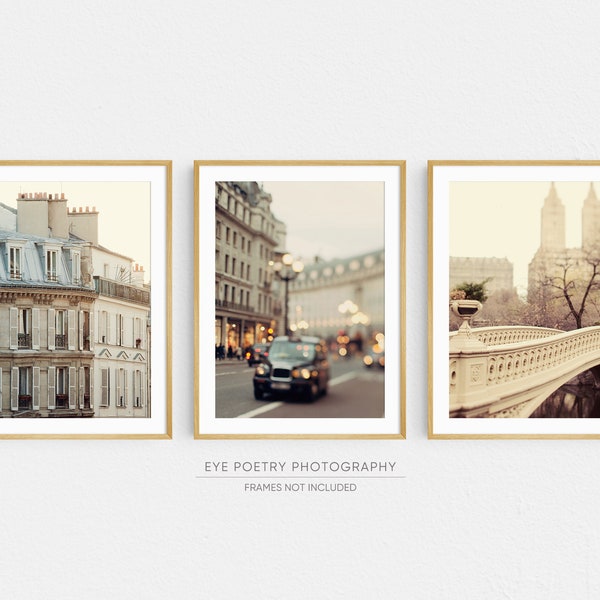 SALE Travel Prints, Set of 3 Prints, Paris, London, New York, Travel Gift, Travel Photography, Living Room Art, Urban Art
