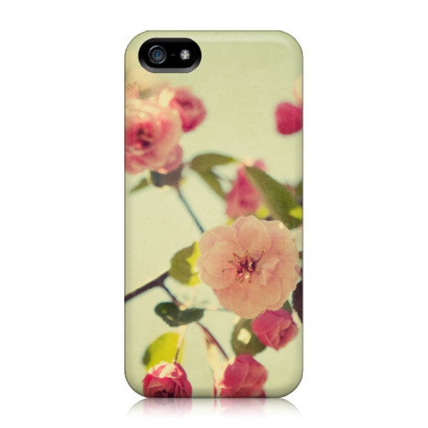 50% OFF - Floral iPhone 5 Case, Spring Flowers in Mint Green and Pink, Feminine, Floral, Blossoms, Vintage Colors - A Spring Gathering
