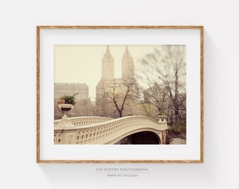 NYC Art Print, Large Wall Art, New York City Photography Print, Central Park Bow Bridge Photo, New York Print, Beige, 11x14 Print