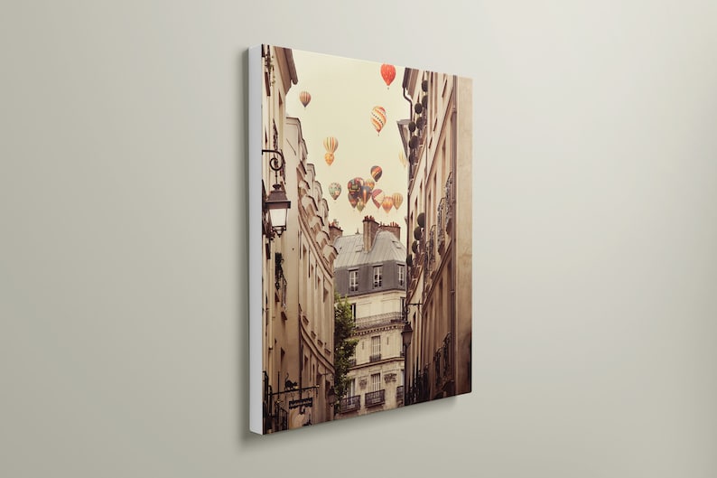 Paris Canvas Art, Large Art, Paris Wall Art, Large Wall Art Canvas, Hot Air Balloons, Canvas Print, French Wall Decor image 5