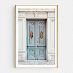Paris Wall Art Print, Blue Door, Architecture and Travel Photography Print, French Wall Decor