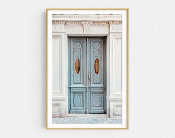 Paris Wall Art Print, Blue Door, Architecture and Travel Photography Print, French Wall Decor