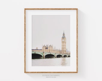 London Print, Big Ben, London Skyline, Travel Photography Print, London Cityscape, Large Wall Art, Modern Minimalist Wall Art