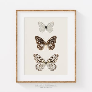 Butterfly Print, Nature Print, Wall Art Prints, Butterfly Art, Vertical Print, Minimalist Art, Neutral Wall Decor, Modern Home Decor