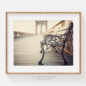 Brooklyn Bridge, New York City Wall Art Print, New York Print, Travel Photography, New York Gift, Beige Wall Decor image 1