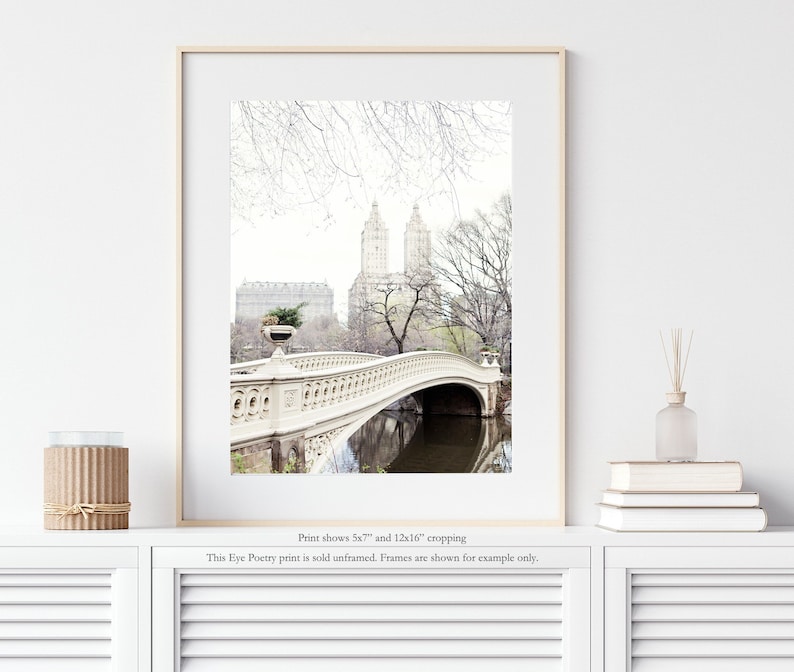 Bow Bridge in Central Park Photo, New York Print, Travel Photography, Neutral NYC Wall Art, City Art Print image 2