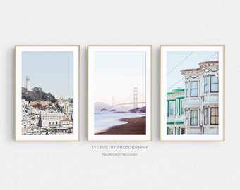 San Francisco Prints, Set of 3 Prints, California Wall Art Prints, Travel Photography Prints, Golden Gate Bridge, Gallery Wall Set