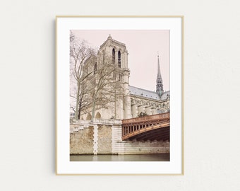 Notre Dame Cathedral, Paris Wall Art, Travel Photography Print, Gift for Her, Pink Paris Print, Fine Art Photography, Wall Decor