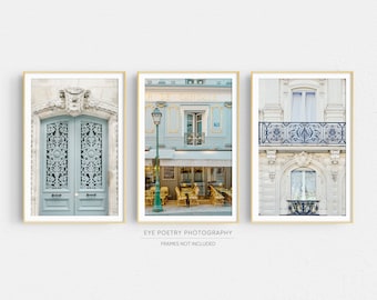 Paris Photography Print Set, Paris Wall Art, Set of 3 Prints, French Wall Decor, Pale Blue, Wall Art, Paris Decor, Travel Photography