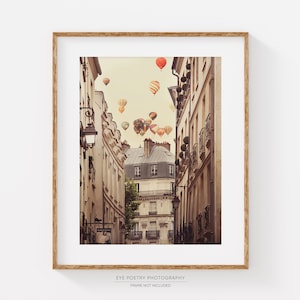 Hot Air Balloons Over Paris Photography Print, Paris Wall Art, Large Wall Art Print, Fine Art Photography, Travel Wall Decor