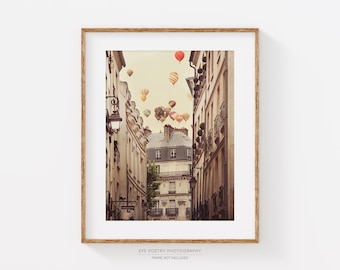 Hot Air Balloons Over Paris Photography Print, Paris Wall Art, Large Wall Art Print, Fine Art Photography, Travel Wall Decor