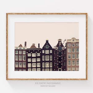 Amsterdam Print, Canal Houses Photo, Large Horizontal Wall Art Print, Scandinavian Travel Photography