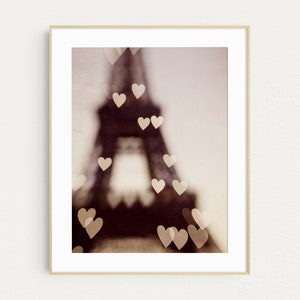 Paris Art, Hearts on Eiffel Tower, Paris Wall Art, Prints, Paris Bedroom Decor Women, Pink Wall Decor, Travel, Fine Art Photography image 2